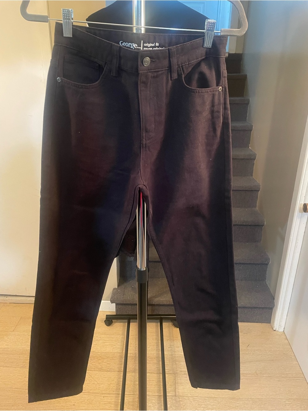George Men’s Dark Brown Straight-Fit Chinos